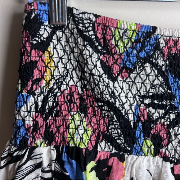 Free People LA Nights Smocked Mini Skirt Neutral Combo Size M - Picture 8 of 12